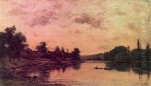Two Washerwomen On The Banks Of A River by Hippolyte Camille Delpy