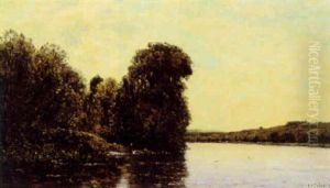 Solnegangsstemning Ved En Flod Solnegangsstemning Ved En Flod
