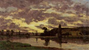 Les Bords De L'etang by Hippolyte Camille Delpy
