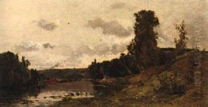 Bords De La Seine by Hippolyte Camille Delpy