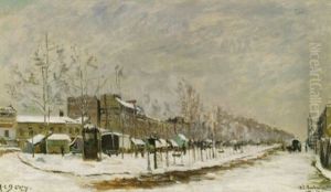 Boulevard En Temps De Neige (boulevard In The Snow) by Hippolyte Camille Delpy