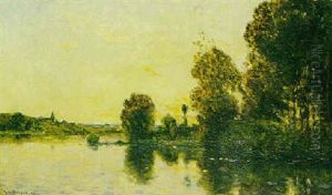 Flusslandschaft Im Abendlicht by Hippolyte Camille Delpy