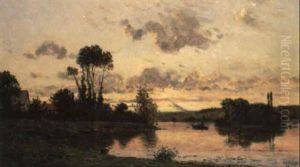 Soir Au Bord De La Riviere by Hippolyte Camille Delpy
