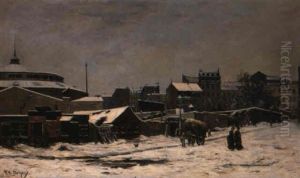 Paris, Un Coin De La Rue Des Martyrs, Effet De Neige by Hippolyte Camille Delpy