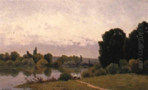 A Wooded River Landscape With A Figure On A Bank - view 1