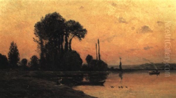 Lake Landscape At Sunset - view 1