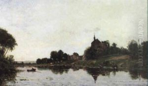 Village Au Bord De L'eau by Hippolyte Camille Delpy