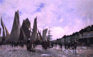 Le Port De Dieppe by Hippolyte Camille Delpy