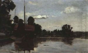 Peniches A Conflans-ste-honorine by Hippolyte Camille Delpy