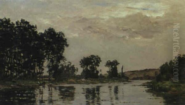 Flusslandschaft Unter Bew"lktem Himmel - view 1