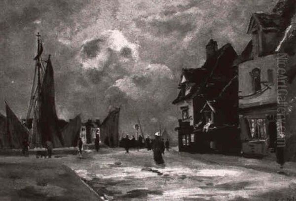 Arrivee Des Bateaux A Honfleur - view 1
