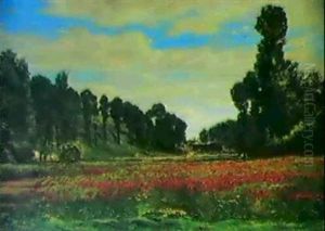 Sydfransk Landskab Med Blomstrende Valmuemark by Hippolyte Camille Delpy