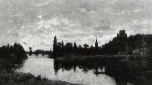 Barque Sur Une Riviere by Hippolyte Camille Delpy
