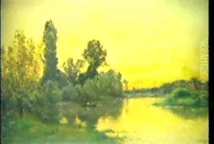 Sonnenuntergang Bei Vernon An Der Seine