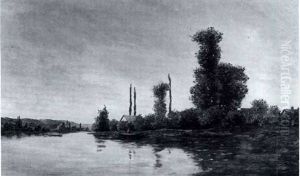 A River Landscape Under Blue Skies