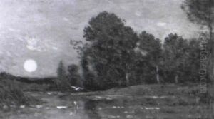 Bord De Riviere, Clair De Lune by Hippolyte Camille Delpy