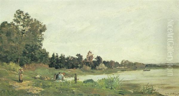 Washerwomen In A River Land- Scape - view 1