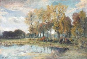 Sous-bois Avec Etang by Willem Delsaux