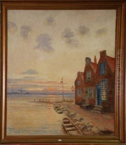 Coucher De Soleil Sur Un Coin De Hollande by Willem Delsaux