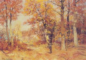 A Hunter In An Autumn Forest by Willem Delsaux