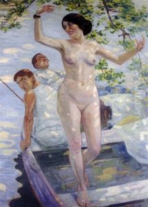 Femme Nue Sur Une Barque by Gabriel Deluc