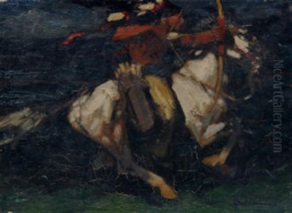 North American Indian Archer On Horseback - view 1