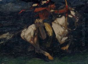 North American Indian Archer On Horseback by Henri Deluermoz