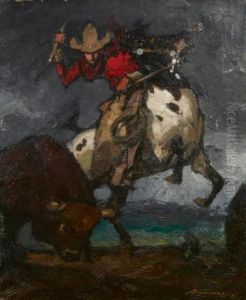 Cow Boy Chassant Le Bison by Henri Deluermoz