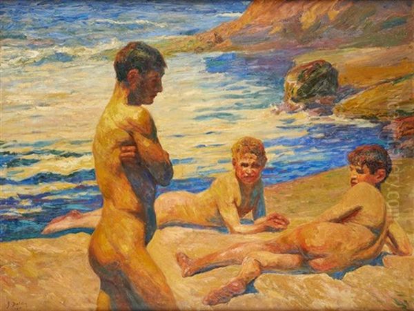 Trois Enfants A La Plage - view 1
