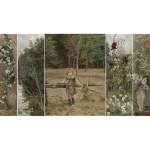 Child, Fields And Flowers: Five Decorative Panels by Jean Delvin