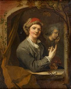 Autoportrait Au Chevalet Dans Une Fenetre by Jean Francois Delyen