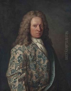 Portrait Of A Gentleman, Half-length, In A Blue Embroidered Coat And White Stock