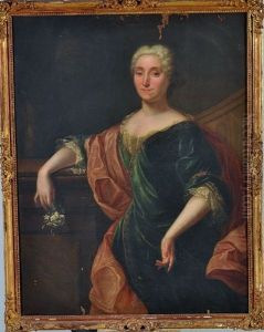 Portrait De Femme Tenant Une Fleur by Jean Francois Delyen