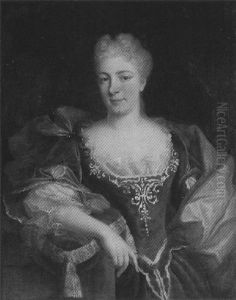 Portrait De Femme A La Robe Bleue Accoudee Sur Un Coussin Rouge Portrait De Femme A La Robe Bleue Accoudee Sur Un Coussin Rouge