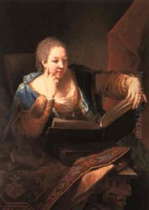 Portrait Of Madame De La Hayes?, Half-length, Reading At A Table