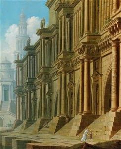 A Pair Of Architectural Capriccios With Figures