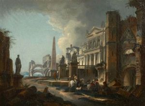 Caprice Architectural Avec Le Chateau De Clagny A Versailles by Pierre Antoine Demachy