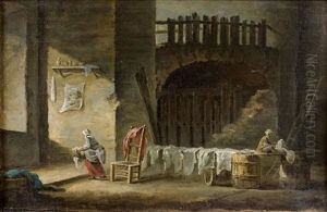 Lavandieres Dans Des Ruines Antiques by Pierre Antoine Demachy