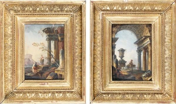 Personnages Dans Des Ruines Antiques (pair) - view 1