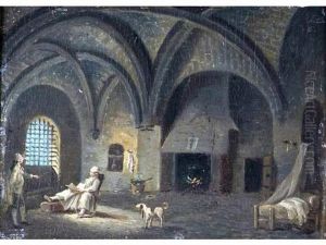 Interieur De La Conciergerie Avec Louis Xvi Lisant by Pierre Antoine Demachy