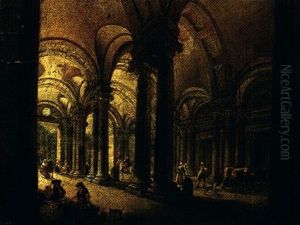 Vue De L'entree Du Palais Royal(?) by Pierre Antoine Demachy