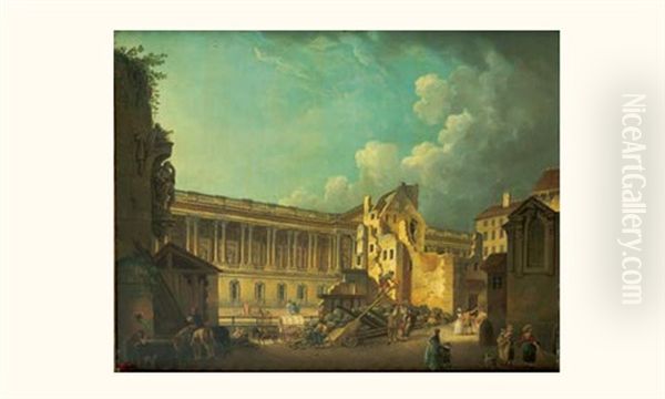 Degagement De La Colonnade Du Louvre, Vue Prise Pendant La Demolition Des Vestiges De L'hotel Du Petit Bourbon - view 1