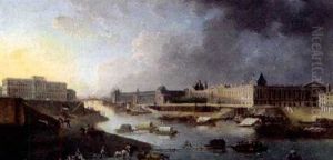 Blick Uber Die Seine Auf Den Louvre, Paris