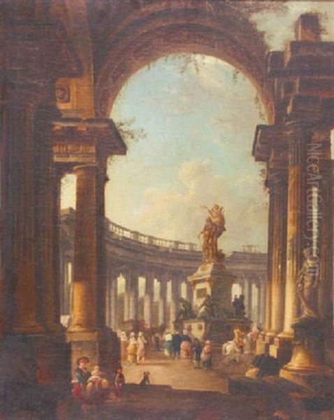Rotonde Imaginaire Avec La Statue De Louis Xiv Par Desjardins - view 1