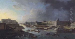 Vedute Von Paris Mit Blick Auf Die Seine Und Den Louvre by Pierre Antoine Demachy