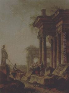 Soldiers And Peasants Resting Among Roman Ruins