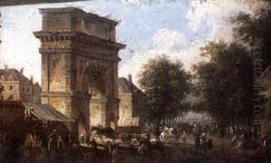 Paris, A View Of The Porte Saint Martin by Pierre Antoine Demachy