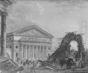 Paysage Imaginaire De Ruines Avec Un Temple Antique by Pierre Antoine Demachy