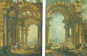 Personnages Sous Des Ruines Antiques