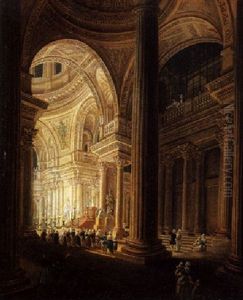 Le Sarcophage De Jean Jacques Rousseau Inhume Au Pantheon, Effet De Lumiere by Pierre Antoine Demachy